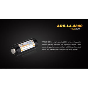 Accumulateur li-Ion Fenix ARB-L4-4800 26650 3.6V 4800mAh - 1.45C Décharge max - Neuf