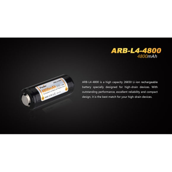 Accumulateur li-Ion Fenix ARB-L4-4800 26650 3.6V 4800mAh - 1.45C Décharge max - Neuf