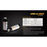 Accumulateur li-Ion Fenix ARB-L4-4800 26650 3.6V 4800mAh - 1.45C Décharge max - Neuf