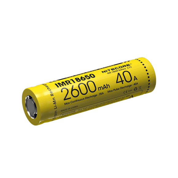 Accumulateur Li-Ion Nitecore IMR18650 18650 2600mAh 3.7V - 10C Décharge max - Protégé - Neuf