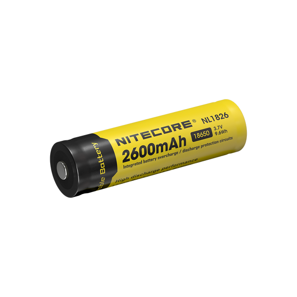 Accumulateur Li-Ion Nitecore 18650 NL1826 2600mAh 3.7V - 1.5A Décharge max - Protégé - Neuf