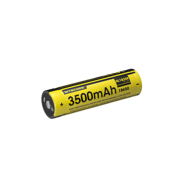 Accumulateur Li-Ion Nitecore 18650 NL1835R 3500mAh 3.6V - 1.5C Décharge max - Protégé - micro-USB - Neuf