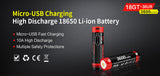 Accumulateur Li-Ion Klarus 18650 18GT-36UR 3600mAh 3.7V - 3C Décharge max - Protégé - Neuf