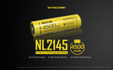 Accumulateur Li-Ion Nitecore 21700 NL2145 4500mAh 3.6V - 1C Décharge max - Protégé - Neuf