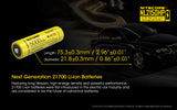 Accumulateur Li-Ion Nitecore 21700 NL2150HP 5000mAh 3.6V - 2C Décharge max - Protégé - Neuf