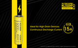 Accumulateur Li-Ion Nitecore 21700 NL2150HP 5000mAh 3.6V - 2C Décharge max - Protégé - Neuf