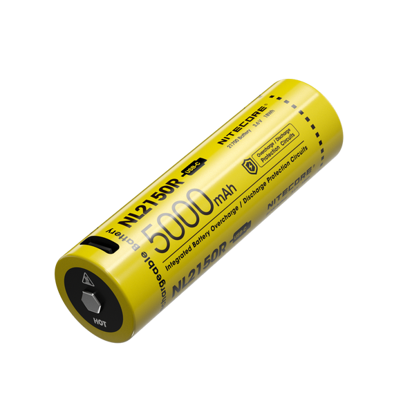 Accumulateur Li-Ion Nitecore 21700 NL2150R 5000mAh 3.6V - 1C Décharge max - USB-C - Protégé - Neuf