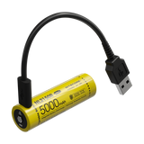Accumulateur Li-Ion Nitecore 21700 NL2150R 5000mAh 3.6V - 1C Décharge max - USB-C - Protégé - Neuf