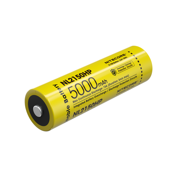 Accumulateur Li-Ion Nitecore 21700 NL2150HP 5000mAh 3.6V - 2C Décharge max - Protégé - Neuf