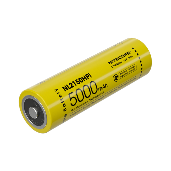 Accumulateur Li-Ion Nitecore 21700 NL2150HPi 5000mAh 3.6V - 3C Décharge max - Protégé - Neuf