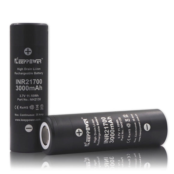 Accumulateur Li-Ion Keeppower NH2130 21700 3000mAh 3.7V - 12C Décharge max - Non Protégé - Neuf