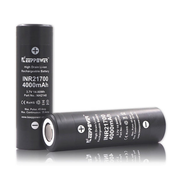 Accumulateur Li-Ion Keeppower NH2140 21700 4000mAh 3.7V - 8.75C Décharge max - Non Protégé - Neuf