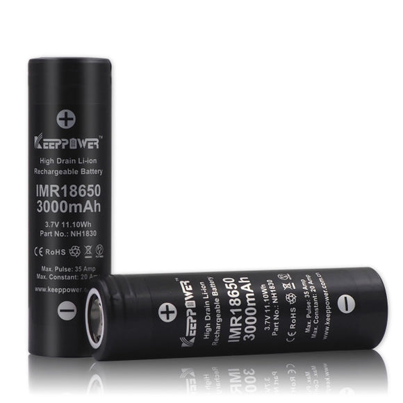 Accumulateur Li-Ion Keeppower NH1830 18650 3000mAh 3.7V - 5C Décharge max - Non Protégé - Neuf