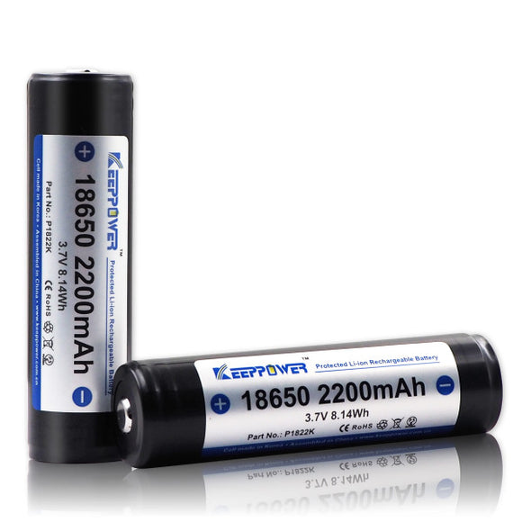Accumulateur Li-Ion Keeppower P1822C 1865 2200mAh 3.7V - 2C Décharge max - Protégé - Neuf