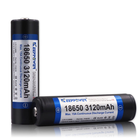 Accumulateur Li-Ion Keeppower P1831R 18650 3120mAh 3.7V - 3C Décharge max - Protégé - Neuf