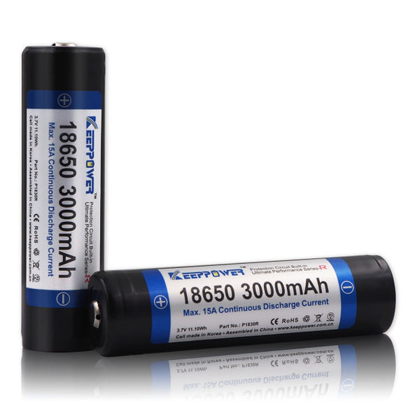 Accumulateur Li-Ion Keeppower 18650 3000mAh 3.7V - 5C Décharge max - Protégé - Neuf
