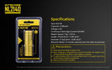 Accumulateur Li-Ion Nitecore 21700 NL2140 4000mAh 3.6V - 1.25C Décharge max - Protégé - Neuf