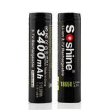 Accumulateur Li-Ion Soshine 18650 3400mAh 3.7 - 2C Décharge max - Protégé - Neuf