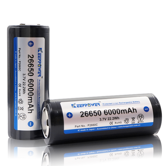 Accumulateur Li-Ion Keeppower P2660C 26650 6000mAh 3.7V - 2.5C Décharge max - Neuf