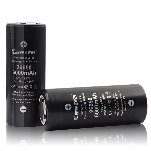 Accumulateur Li-Ion Keeppower IMR26650 26650 6000mAh 3.7V - 2.5C Décharge max - Neuf