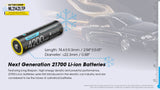 Accumulateur Li-Ion Nitecore 21700 NL2142LTP 4200mAh 3.6V - 1.9C Décharge max - Protégé - Neuf