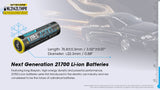 Accumulateur Li-Ion Nitecore 21700 NL2142LTHPR 4200mAh 3.6V - 3.6C Décharge max - Protégé - USB C - Neuf