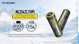Accumulateur Li-Ion Nitecore 21700 NL2142LTHPi 4200mAh 3.6V - 3.6C Décharge max - Protégé - Neuf