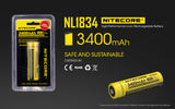 Accumulateur Li-Ion Nitecore 18650 NL1834 3400mAh 3.7V - 1.2C Décharge max - Protégé - Neuf