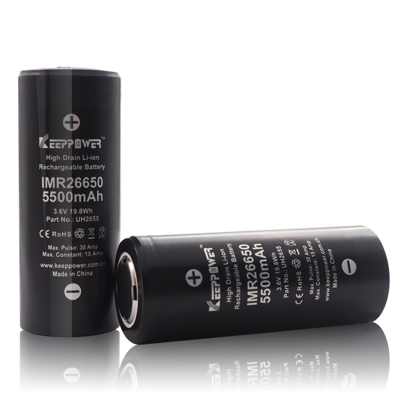 Accumulateur Li-Ion Keeppower UH2655 26650 5500mAh 3.7V - 3C Décharge max - Neuf