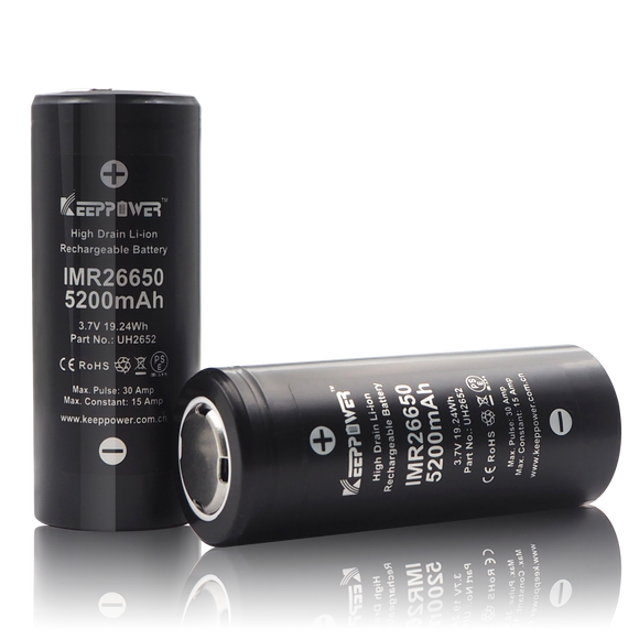 Accumulateur Li-Ion Keeppower UH2652 IMR26650 5200mAh 3.7V - 3C Décharge max - Neuf