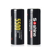Accumulateur Li-Ion Soshine 26650P 26650 5500mAh 3.7 - 1C Décharge max - Protégé - Neuf