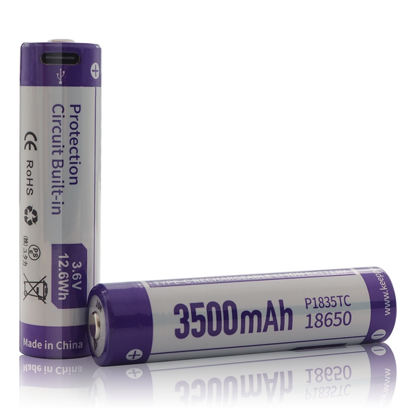 Accumulateur Li-Ion Keeppower P1835TC 18650 3500mAh 3.7V - 2.3C Décharge max - Protégé - USB C - Neuf