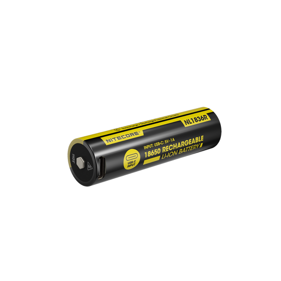 Accumulateur li-Ion Nitecore NL1836R 18650 3600mAh 3.6V - 6A Décharge max - USB C - Protégé - Neuf