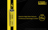 Accumulateur Li-Ion Nitecore 21700 NL2150HPi 5000mAh 3.6V - 3C Décharge max - Protégé - Neuf