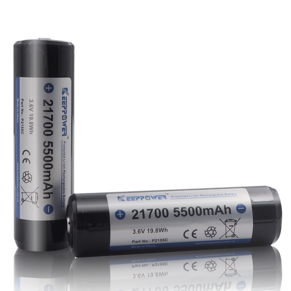 Accumulateur Li-Ion Keeppower P2155C 21700 5500mAh 3.7V - 2C Décharge max- Protégé - Neuf