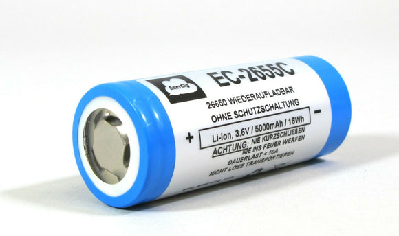 Accumulateur Li-Ion Enercig EC-2655 26650 5000mAh 3.6V - 1C Décharge max - Neuf