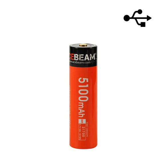 Accumulateur Li-Ion Acebeam IMR21700NP-510A-USB 21700 5100mAh 3.7V - 4C Décharge max - Avec USB-C - Neuf