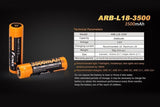 Accumulateur li-Ion Fenix ARB-L18-3500 18650 3.6V 3500mAh - 3C Décharge max - Neuf