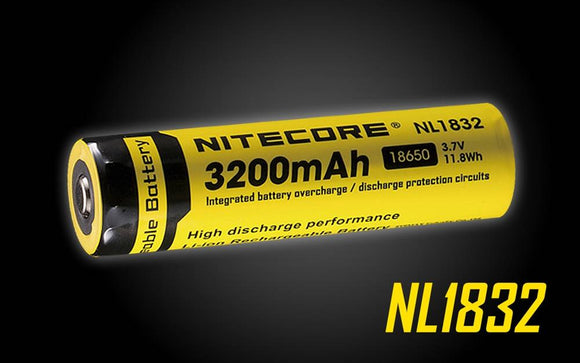Accumulateur Li-Ion Nitecore NL1832 18650 3200mAh 3.7V - 0.63C Décharge max - Protégé - Neuf