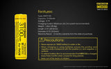 Accumulateur Li-Ion Nitecore IMR18650 3100mAh 3.7V - 20A Décharge max - Protégé - Neuf