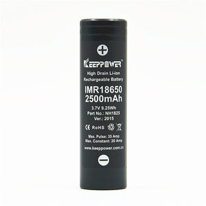 Accumulateur Li-Ion Keeppower IMR18650 NH1825 18650 2500mAh 3.V - 8C Décharge max - Neuf