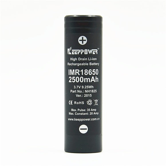 Accumulateur Li-Ion Keeppower IMR18650 NH1825 18650 2500mAh 3.V - 8C Décharge max - Neuf