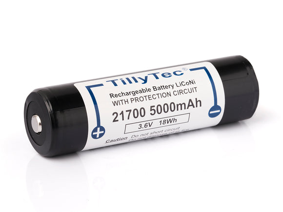 Accumulateur Li-Ion TillyTec 21700 5000mAh 3.6 - 2C Décharge max - Protégé - Neuf
