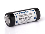 Accumulateur Li-Ion TillyTec 26650 5500mAh 3.6 - 2C Décharge max - Protégé - Neuf