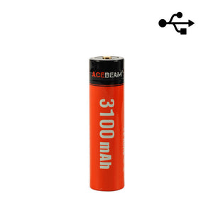 Accumulateur Li-Ion Acebeam ARC18650H-310A 18650 3100mAh 3.6V - 6.5C Décharge max - Protégé - Avec USB-C - Neuf