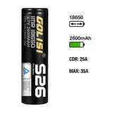 Accumulateur Li-Ion Golisi S26 18650 2600mAh 3.7 - 10C Décharge max - Non Protégé - Neuf